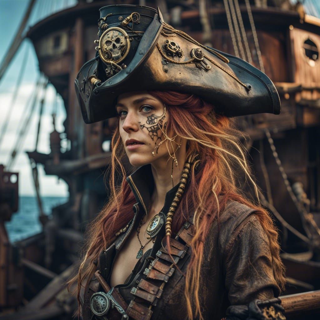 Cinematic Pirate Hideout with Steampunk Elements