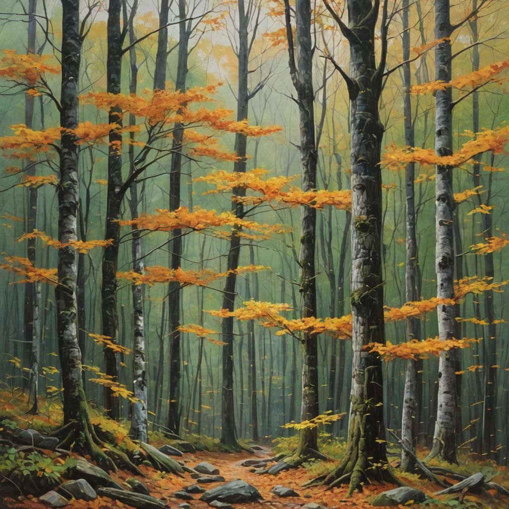 Great Smoky Mountains Autumn Oil Painting