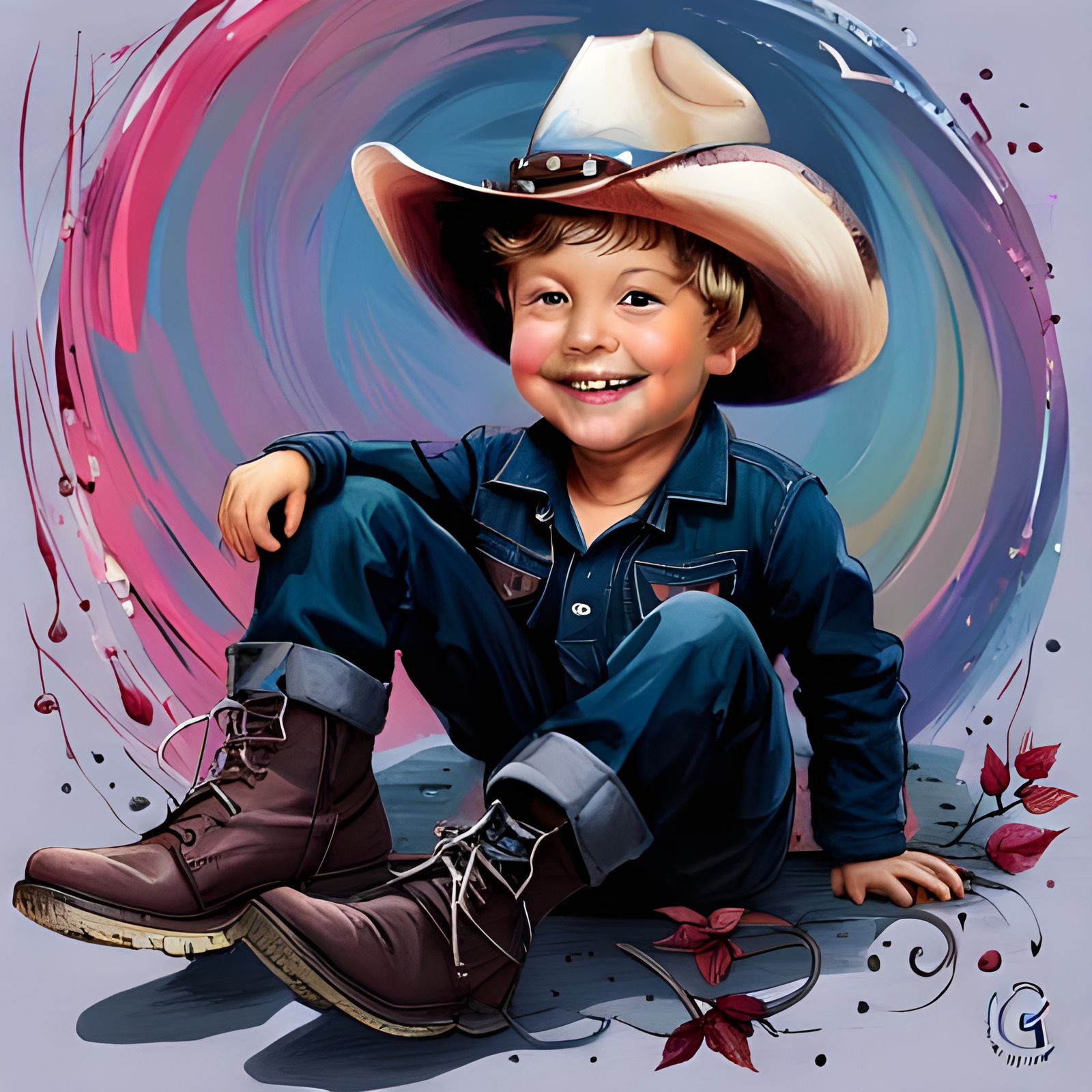 Happy Ghost Cowboy Portrait in Fantasy Style