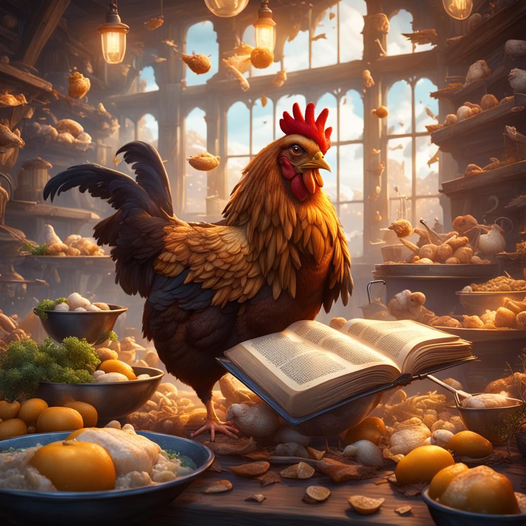 Chicken Reads Chicken Soup: Detailed Matte Painting