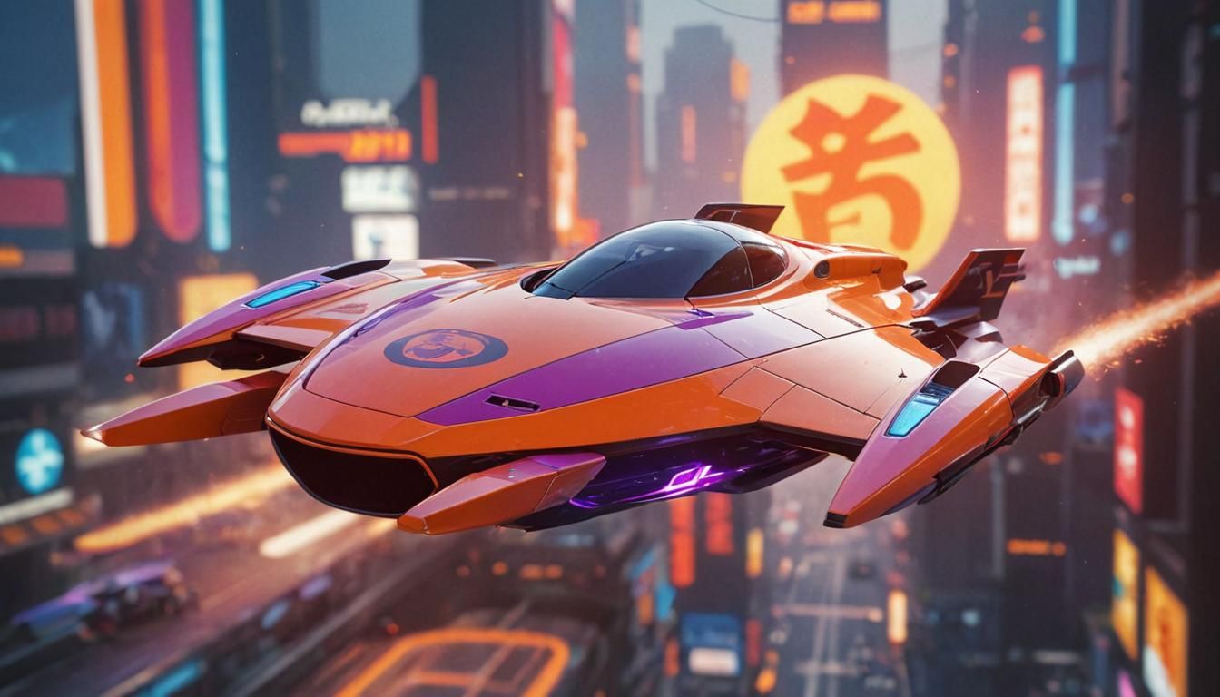 Cyberpunk Speedster Soars Above the City