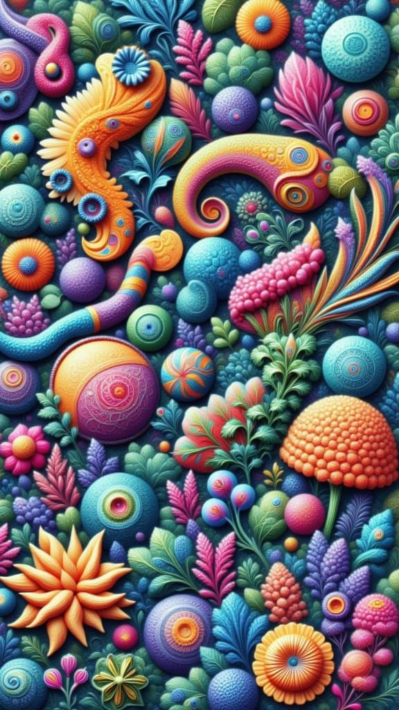 <lora:Paisley Flux:1.0> <lora:wall:1.0> Realistic microbes