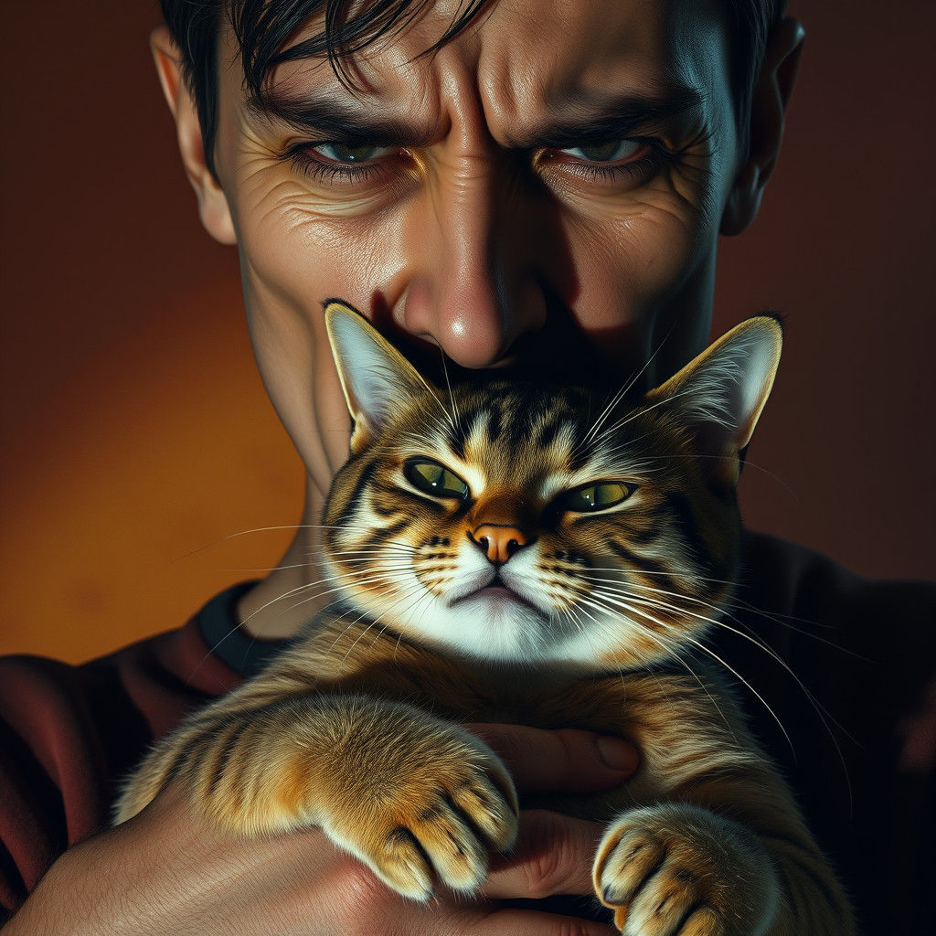 Hyperrealistic Portrait: Cat's Determined Stance