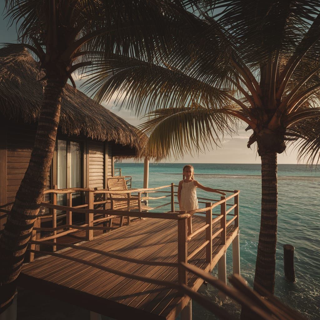 Cyprus Beach Water Bungalow in Sunlight