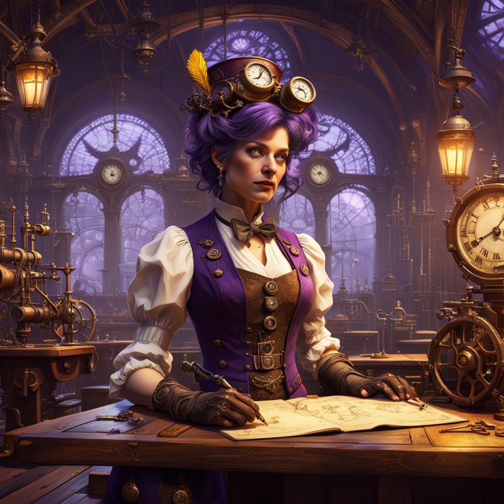 Steampunk Teacher in Dark Fantasy Style