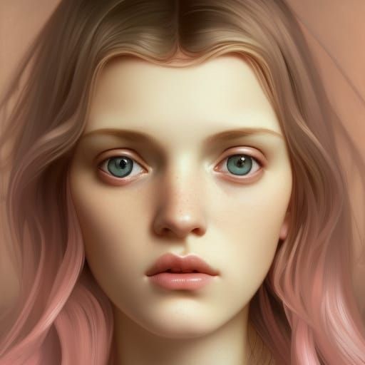Detailed Portrait of a Girl in Art Nouveau Style