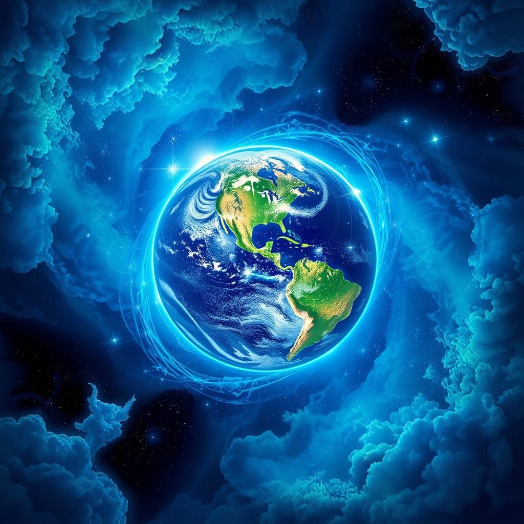 Earth: Holographic Illustration in Visionary Style