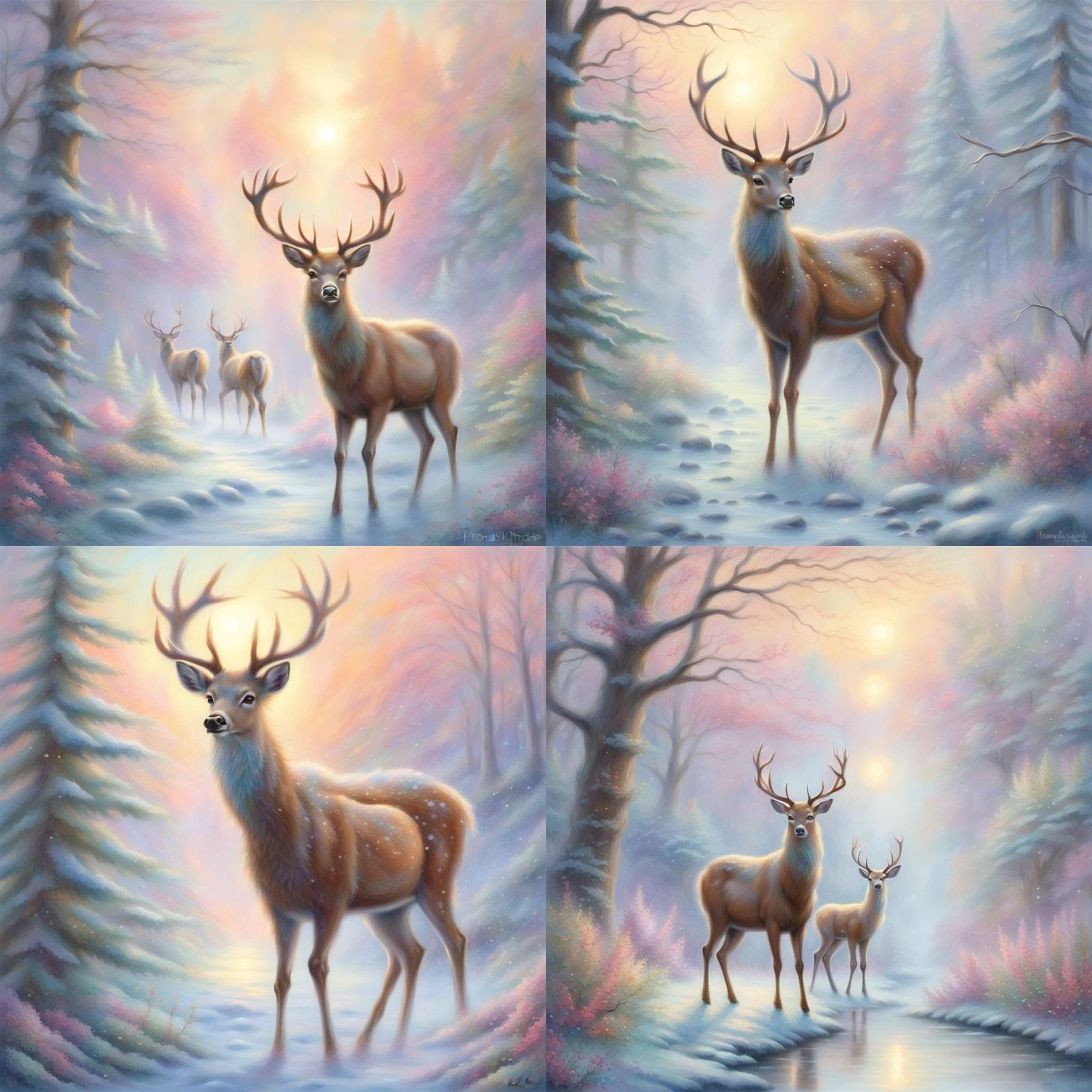 Ethereal Christmas Deer in Soft Pastel Fantasy Style