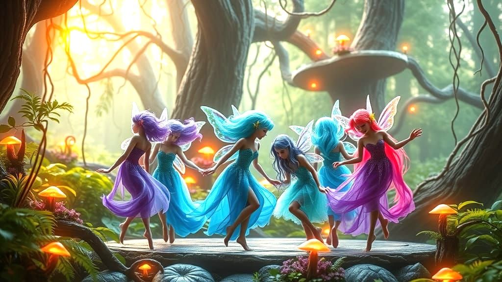 Mystical Forest Fairy Dance in Detailed Concept Art