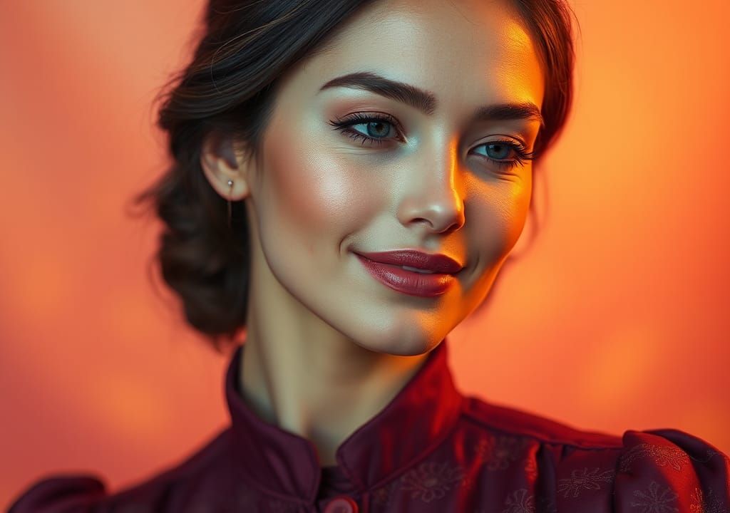 Serene Woman Portrait with Dreamlike Background