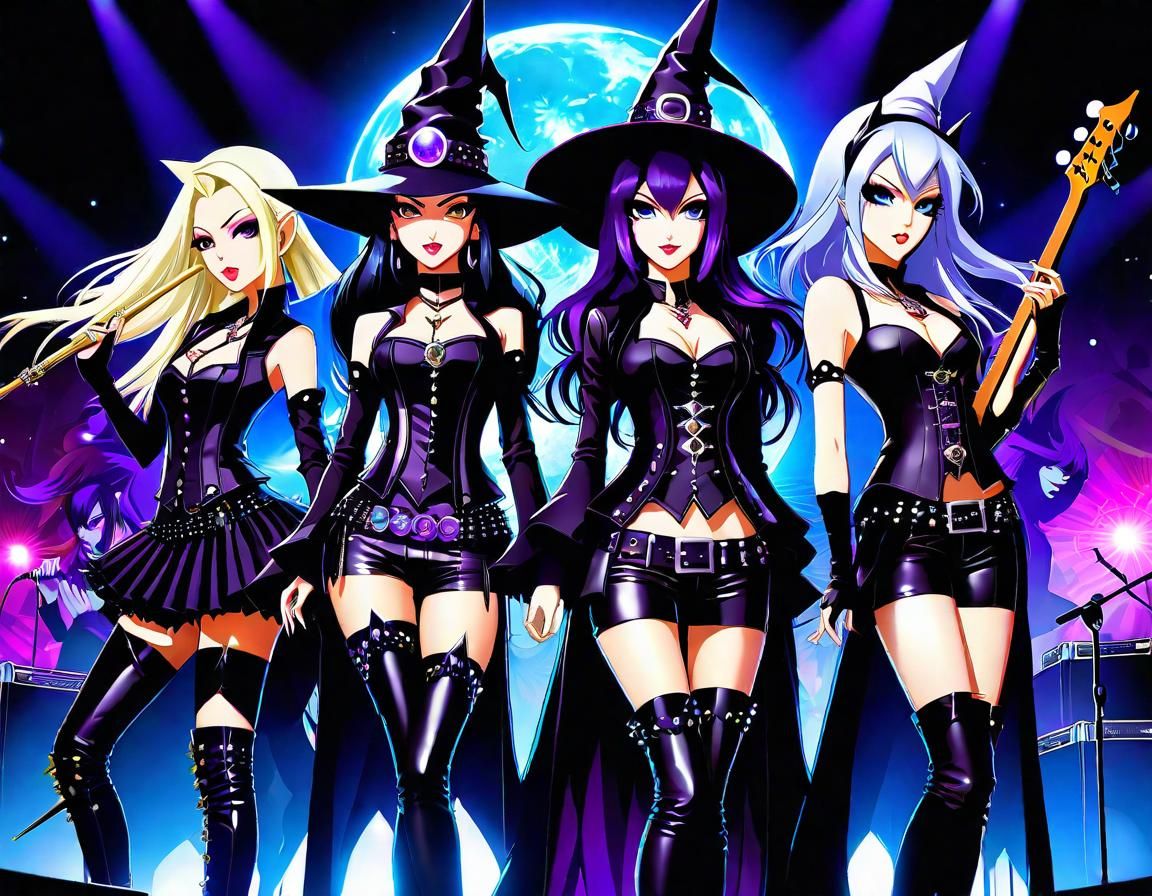 Anime Witches as a Punk Rockstar Band