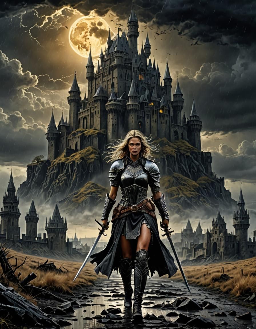 Medieval Wasteland Warrior in Eerie Fantasy Art