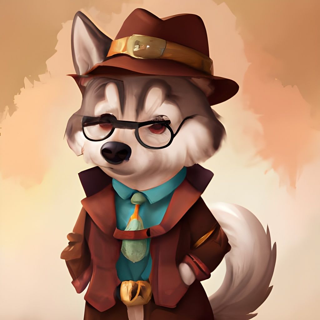 Chibi Husky Detective in Fantasy Style