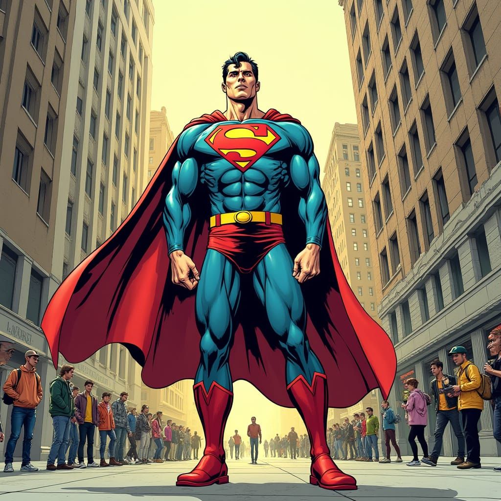 Superman in Metropolis: A Classic Comic Book Scene