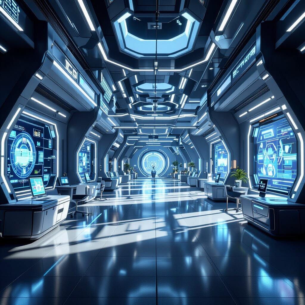 Futuristic School Interior: 3D Game Cinematic