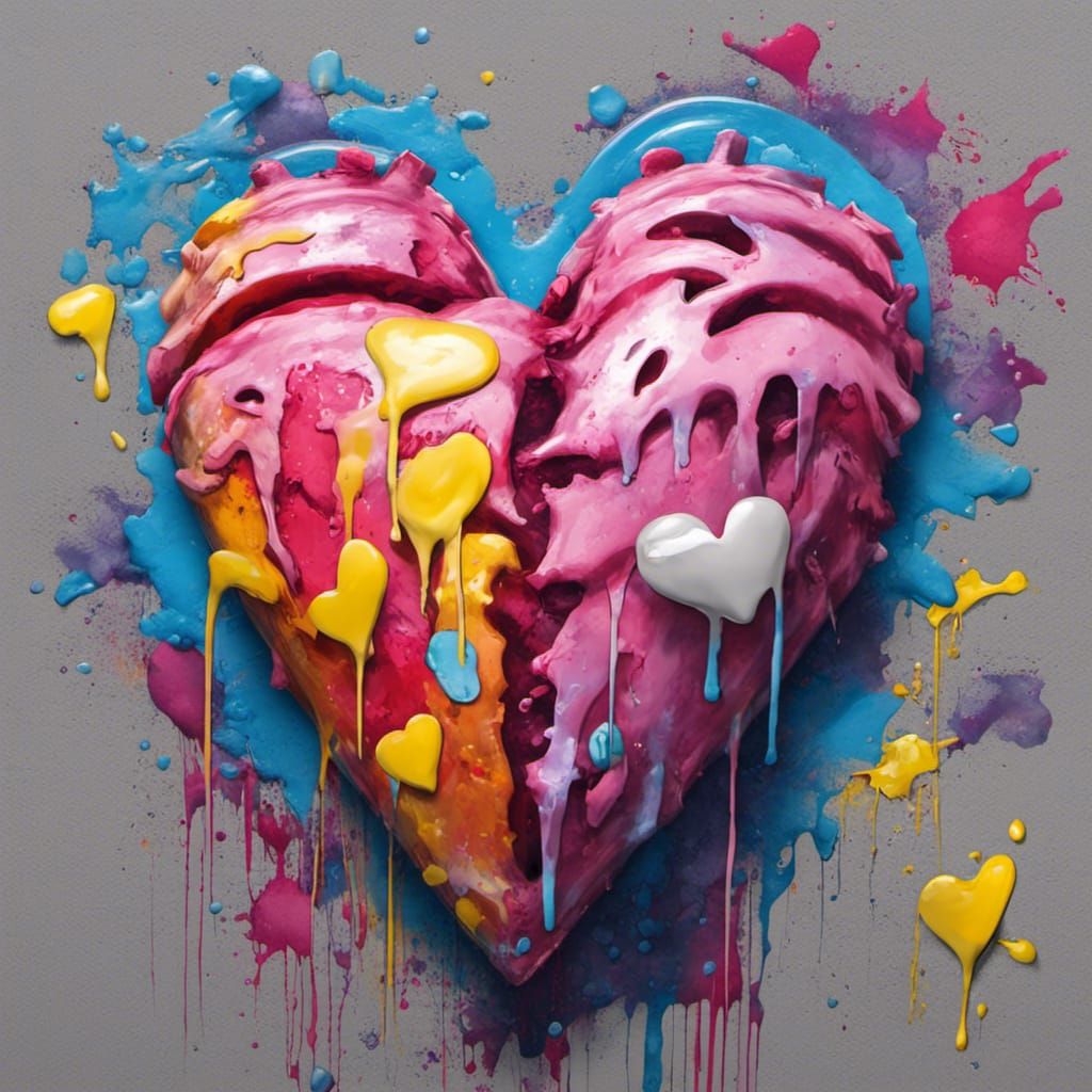 Heart with Band-Aid in Graffiti Art Style