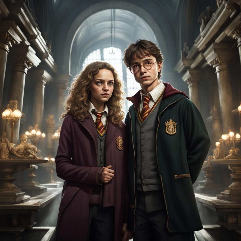 Harry Potter and Hermione in Gringotts, Detailed Portrait
