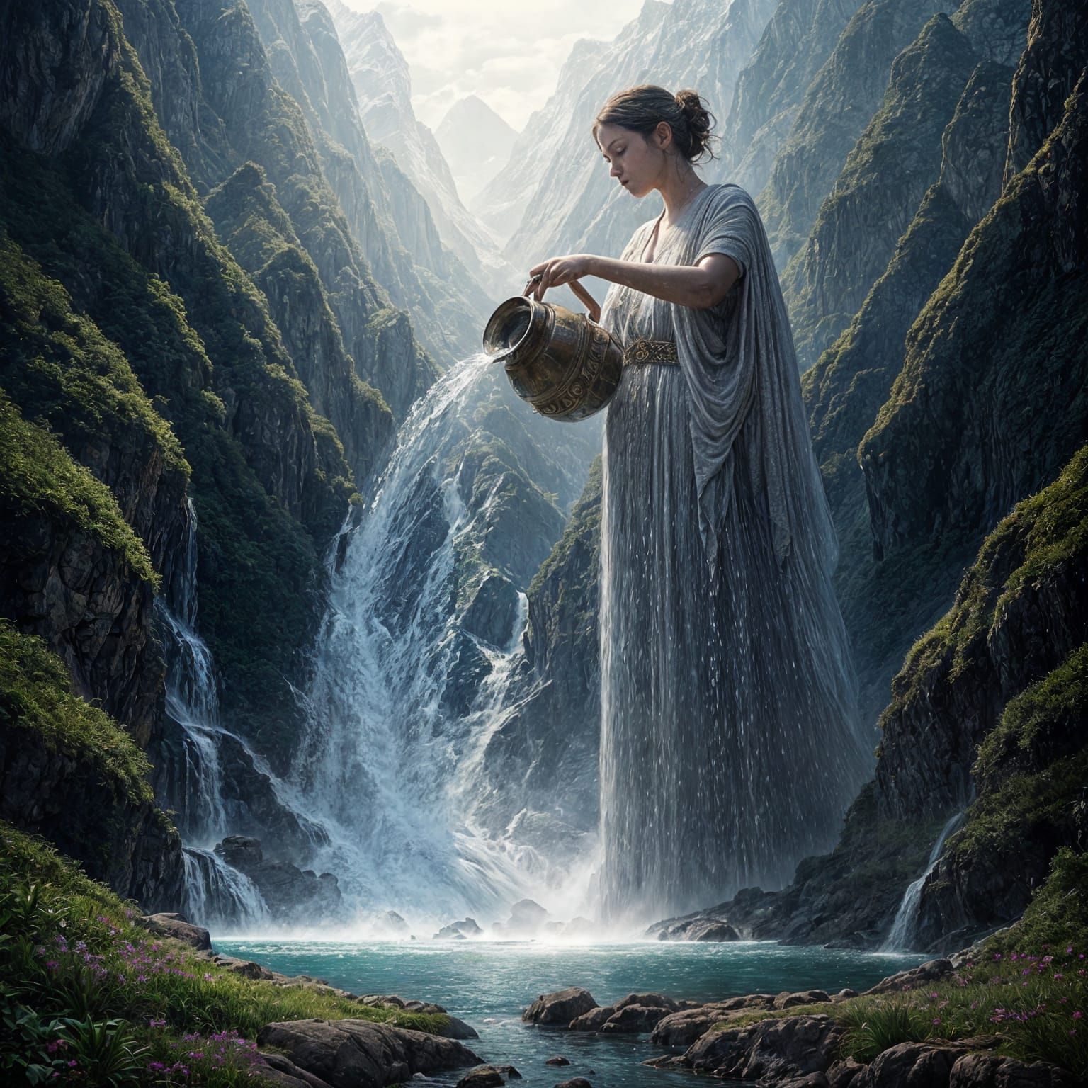 Goddess Pouring Water onto Mountains