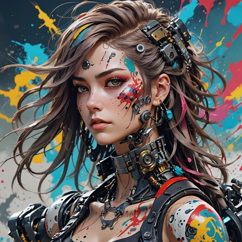 Robotic Pirate Lady Portrait in 3D Anime Style