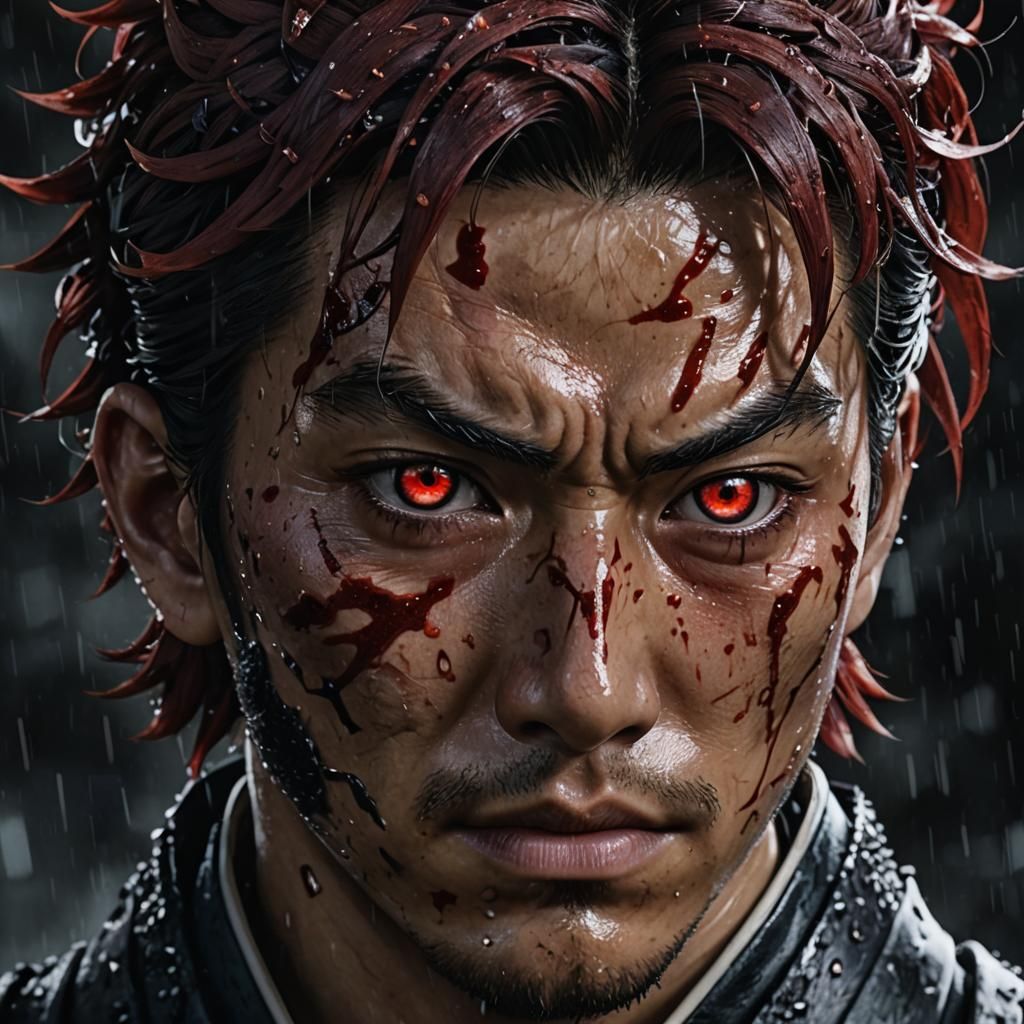Tanjiro Kamado: Hyper-Detailed Portrait in Photorealistic St...