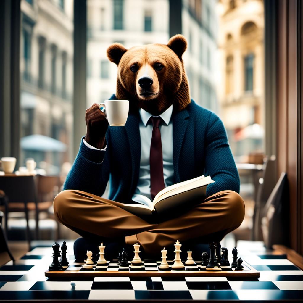 Human-Bear Fusion Concentrates on Chessboard