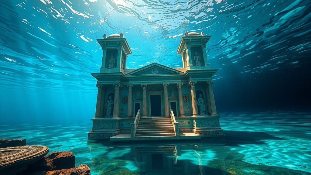 Ancient Temple Lies Submerged in Turquoise Depths