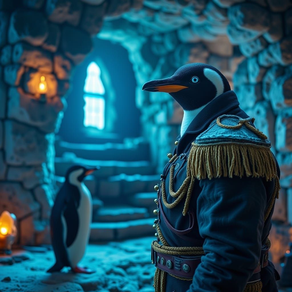 Penguin Commander in Antarctic War Room