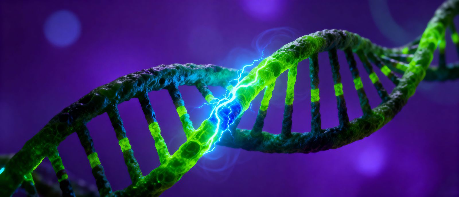 Bio-luminescent DNA Helix Mutation in Sci-Fi Digital Art