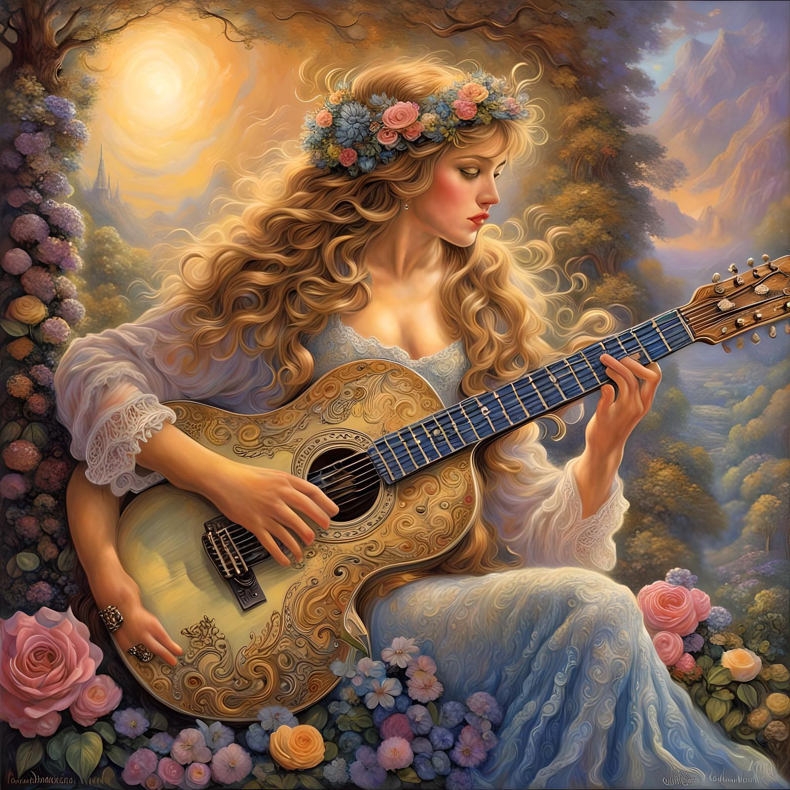 Magazine Cover: Girls with Guitars in Fantasy Style