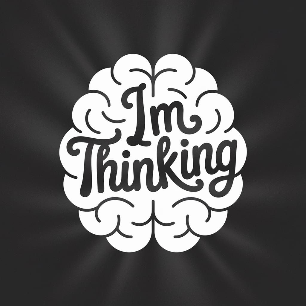 Whimsical Brain Illustration with Woven Text