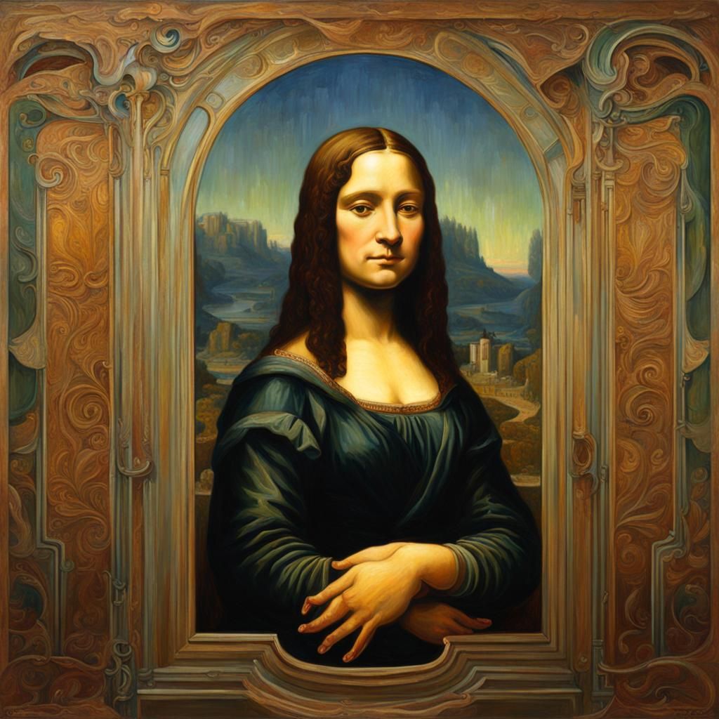 Mona Lisa in Art Nouveau Oil Painting