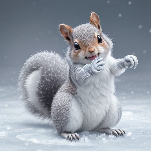 Frozen Squirrel Trapped in Ice