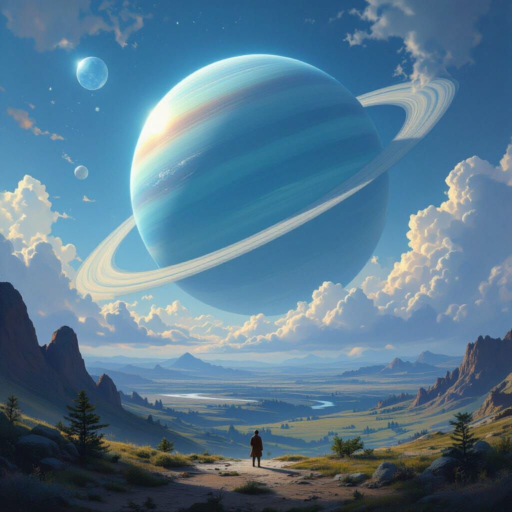 Gas Giant 14 Andromedae b in Sci-Fi Style