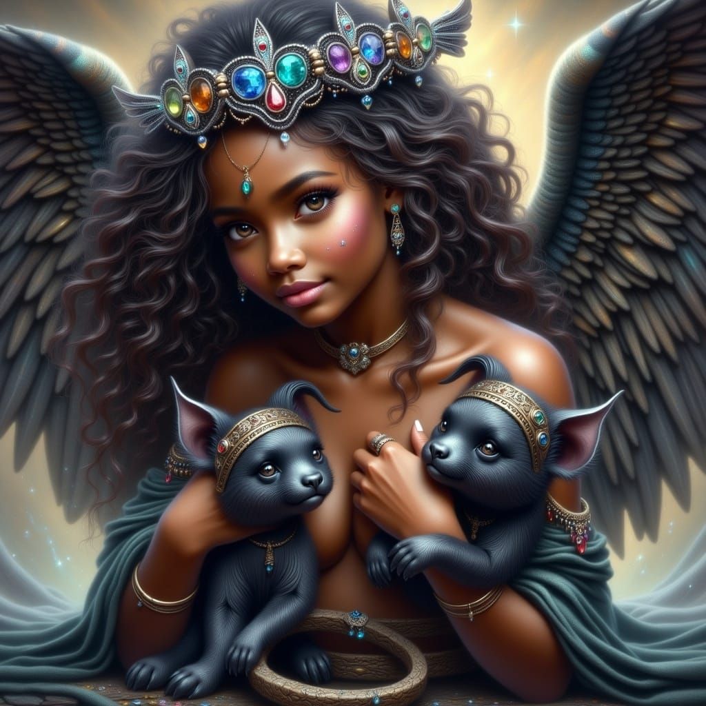 Female Dark Angel with Fantasy Glow