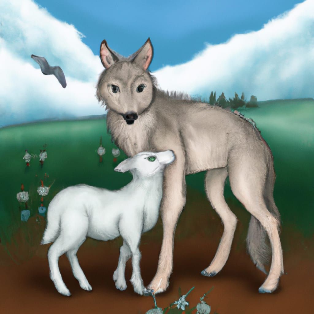 Wolf and Lamb in Peaceful Harmony
