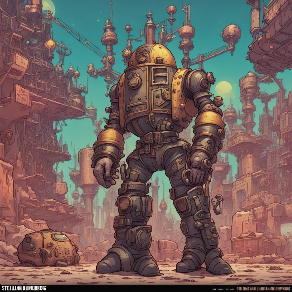 Steelpunk Castle Volcano Rollercoaster Illustration