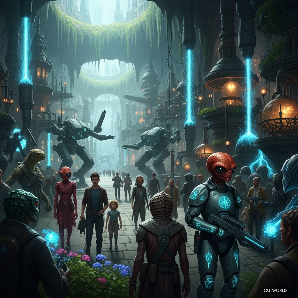 Subterranean Outworlder City in Ethereal Glow