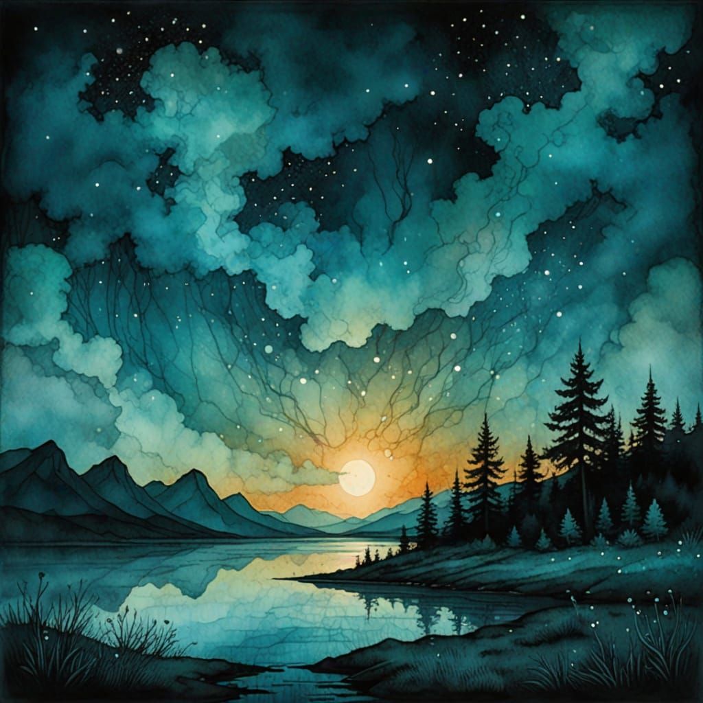 Dreamy Andy Kehoe-Inspired Watercolor Landscape