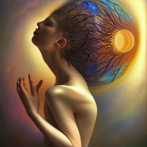 Surreal Newborn's First Breath in Rich Colors