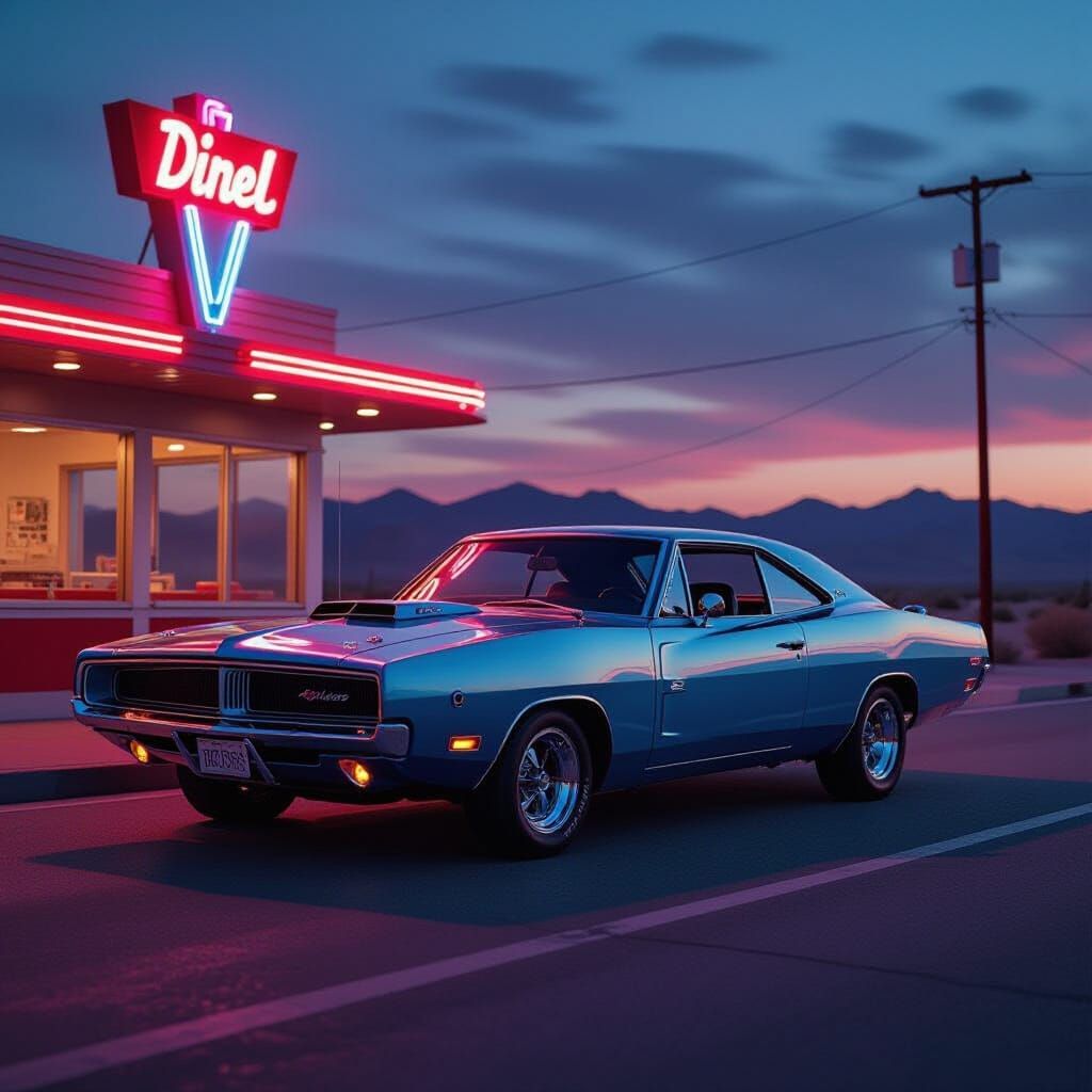 1970 Dodge Charger at Retro Diner