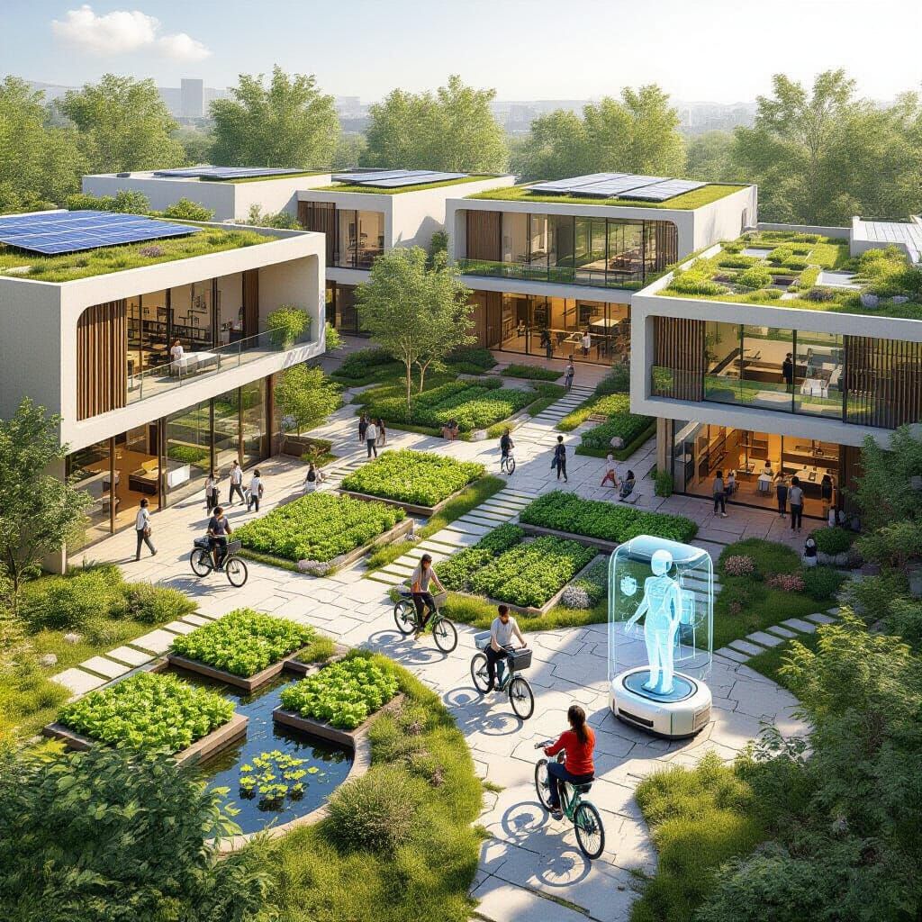 Sustainable Campus with Green Rooftops and Smart Classrooms