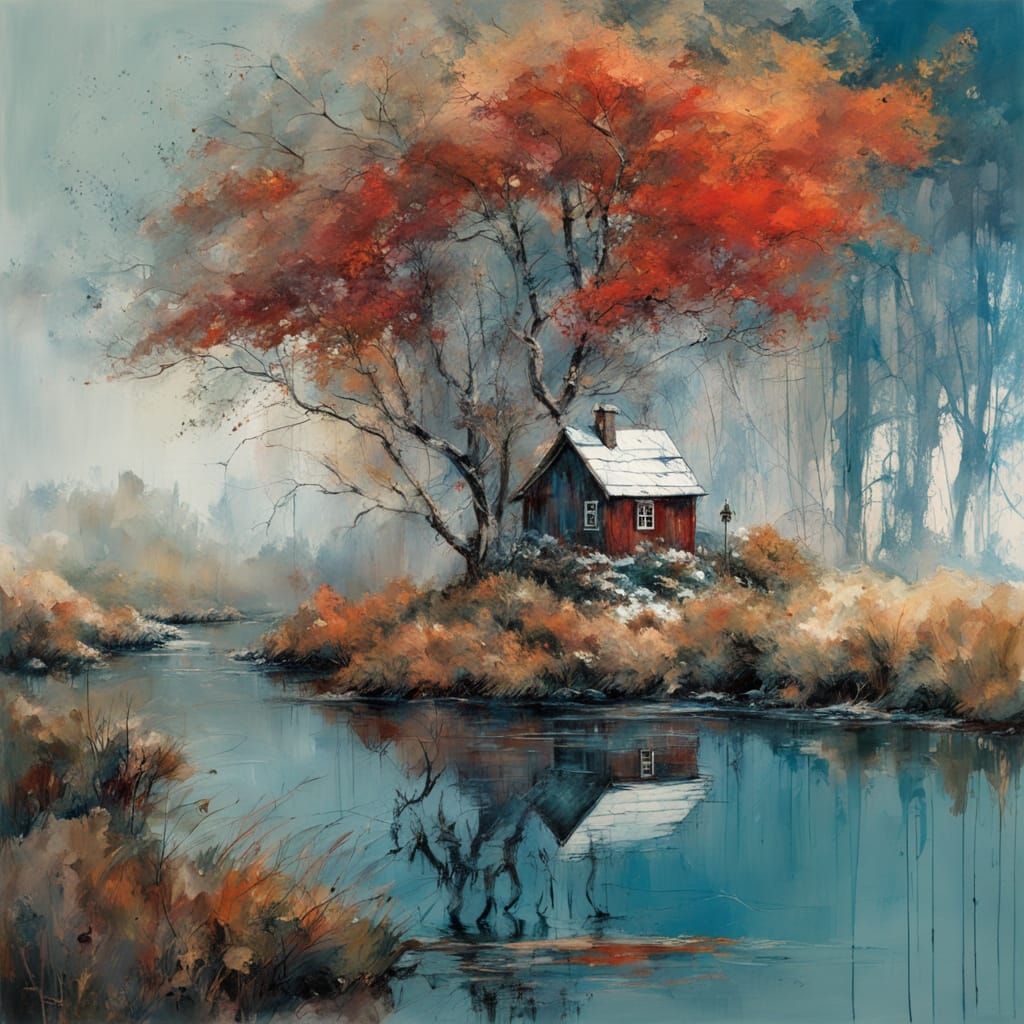 Swedish cottage in winter