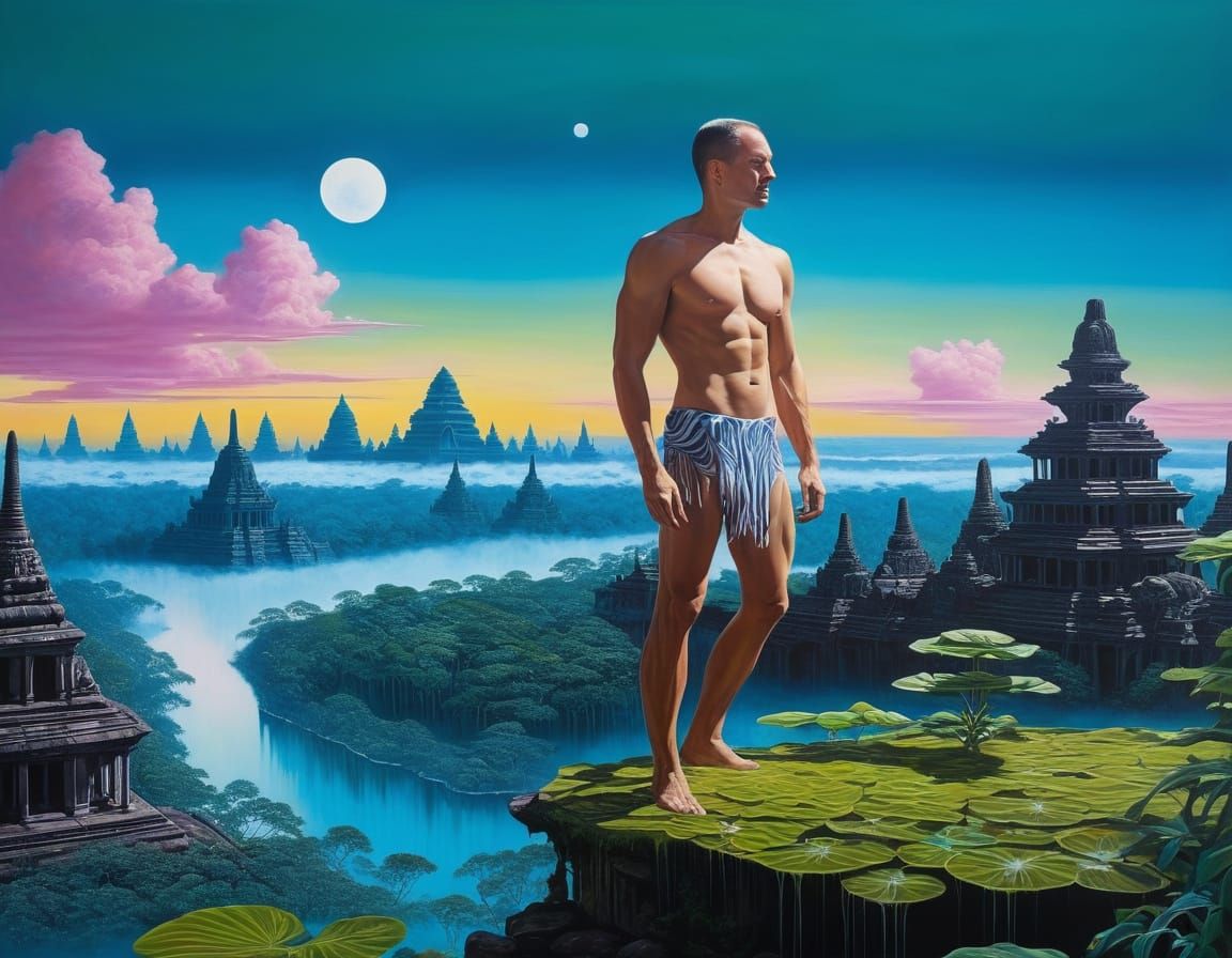 Ethereal Cityscape Amidst Surreal Jungle Paradise