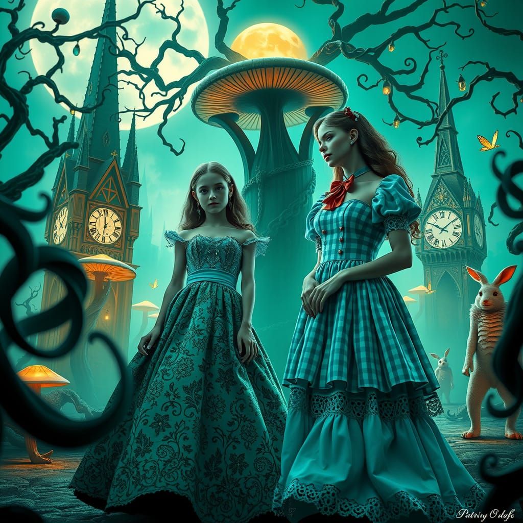 Emerald Princesses in Whimsical Gothic Wonderland