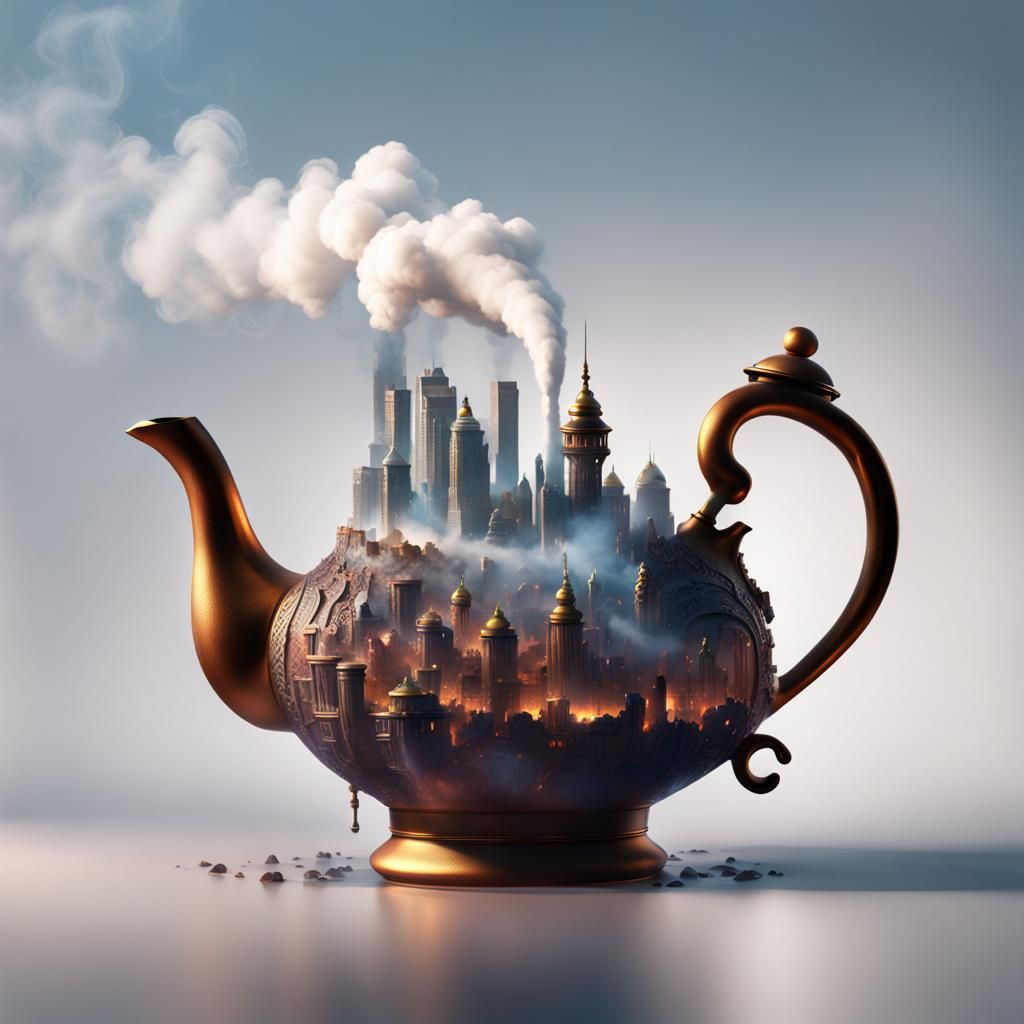 Teapot City Skyline: Fantastical Concept Art