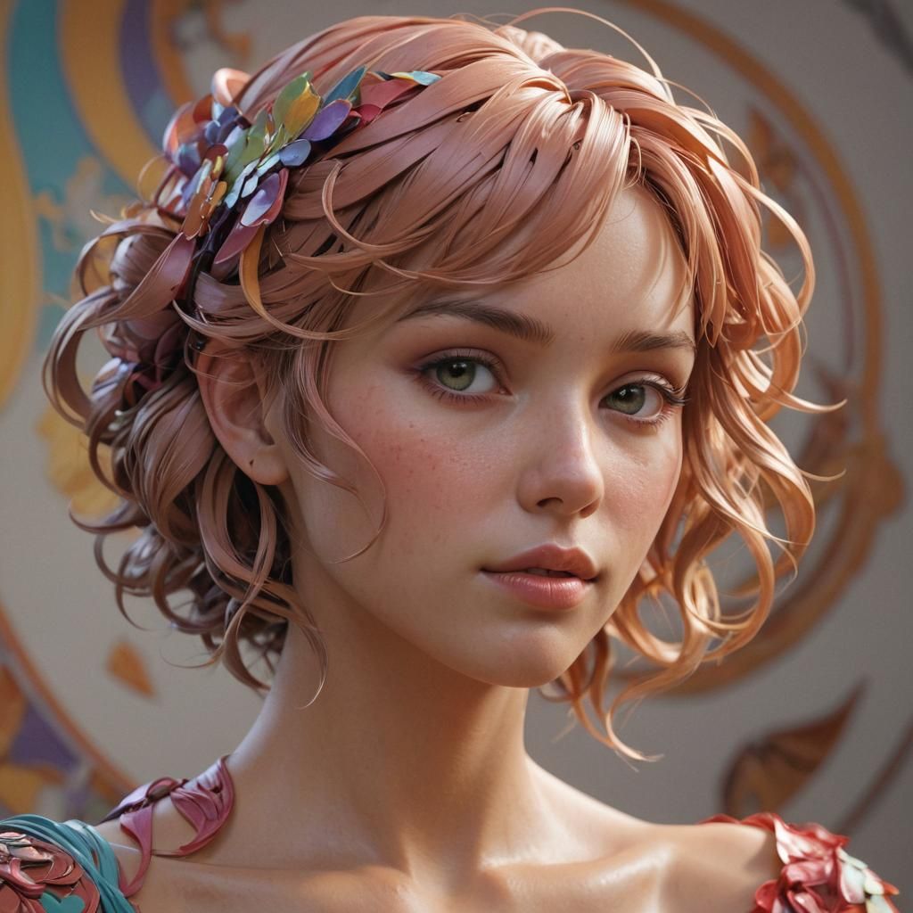 Colorful Kirigami Portrait with Dynamic Lighting