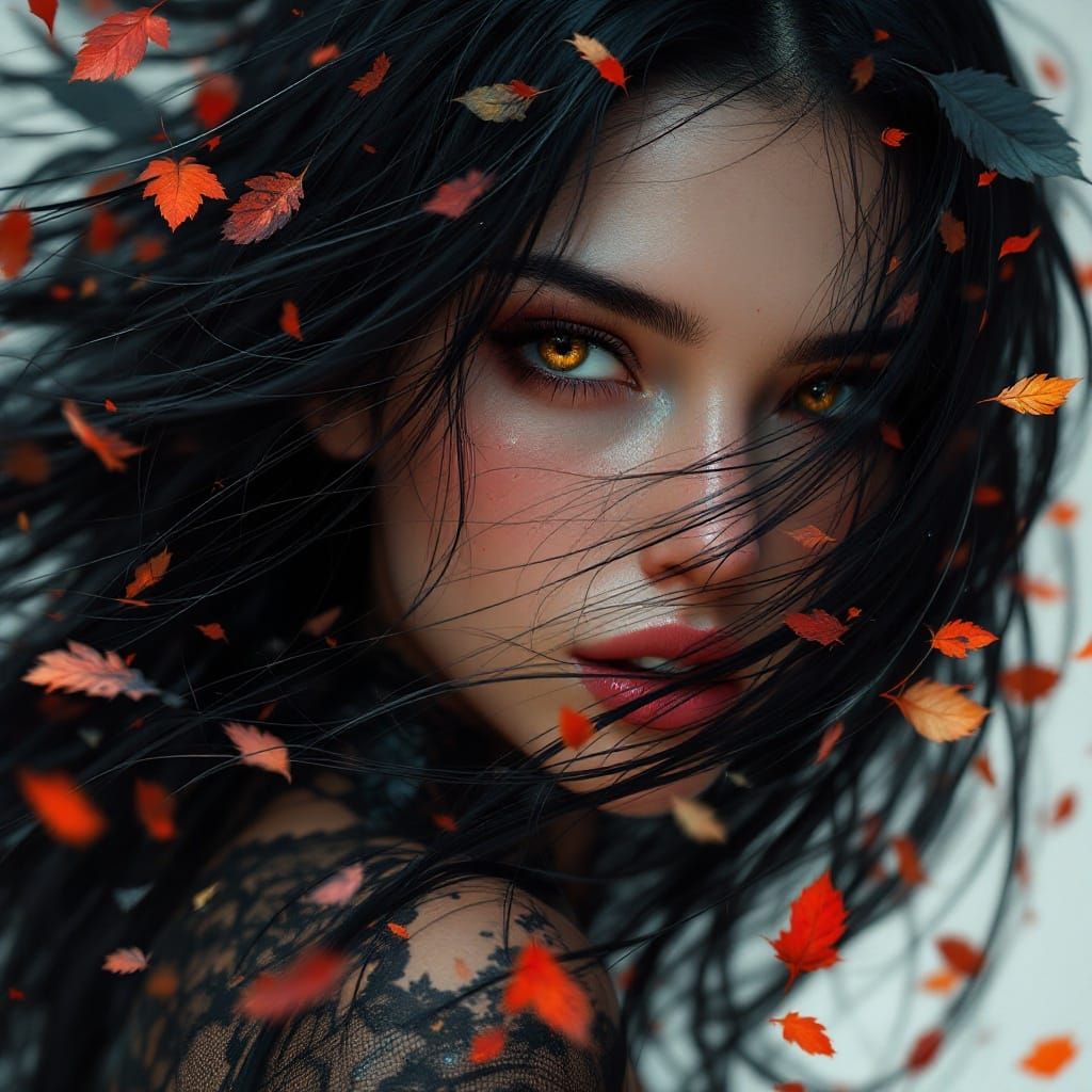 Enchanting Portrait of a Mystical Woman in Triadic Colors