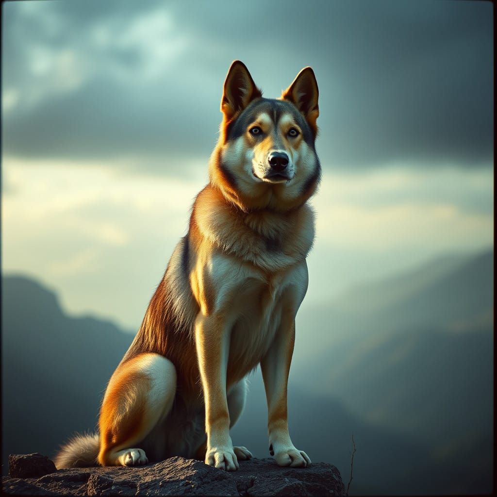 Epic Canine Hero in Cinematic Landscape