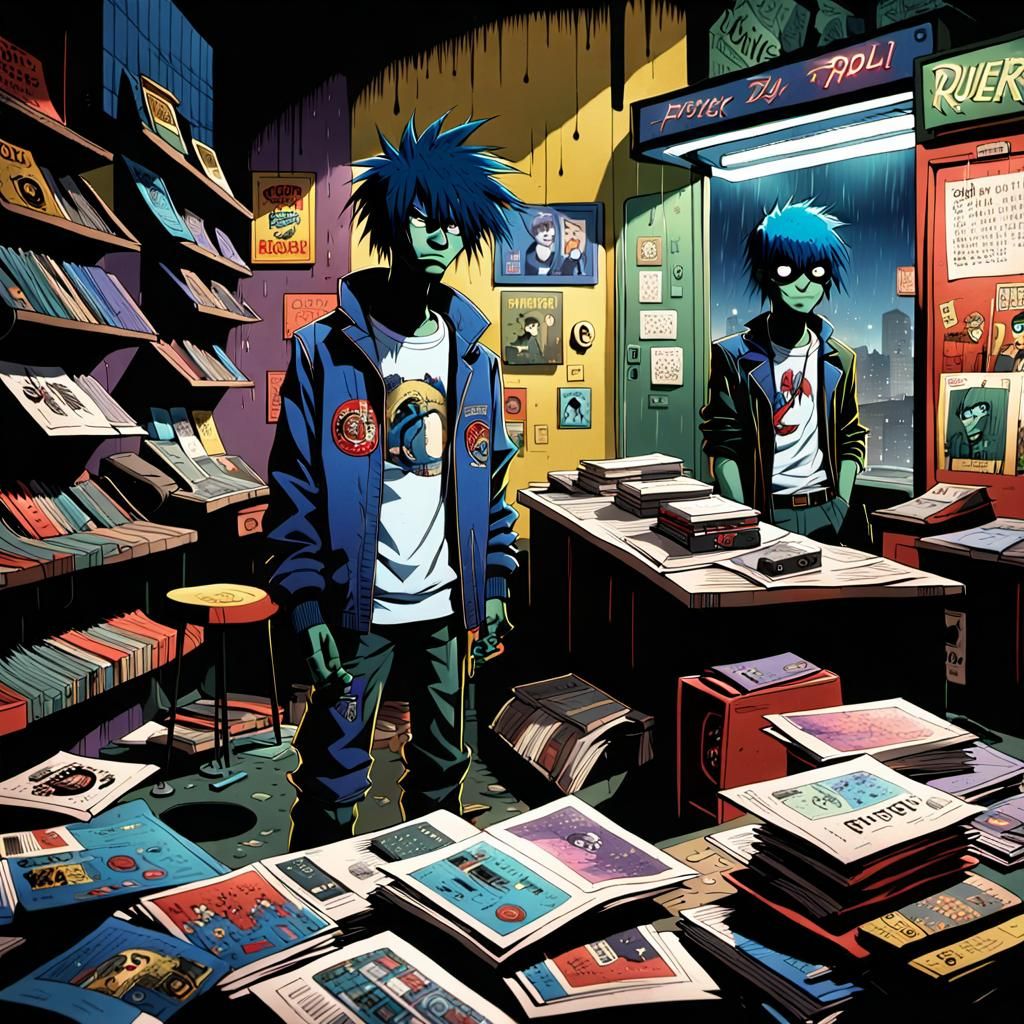 Urban Punk Cartoon Characters in Earthy Cyberpunk Collage