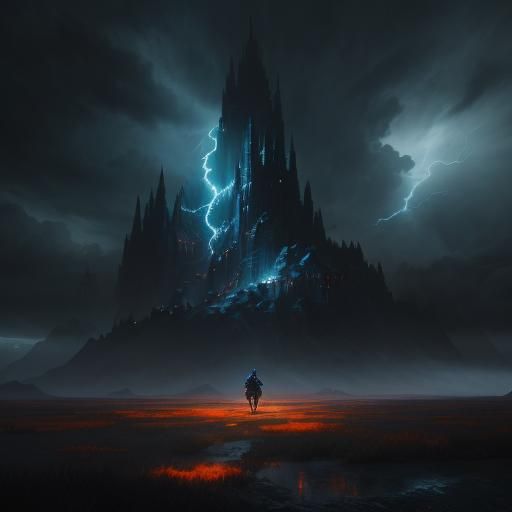 Ominous Clouds Backlight Figures in Fantasy Art